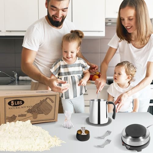 DIY Candle Making Kit with Electric Hot Plate and 5lbs Soy Wax Flakes