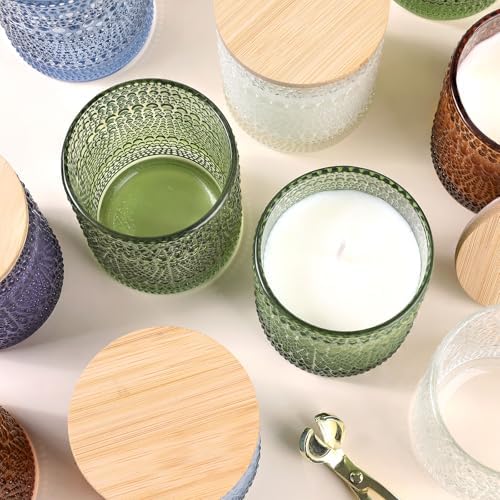 14oz Green Glass Candle Jars 6pcs for Candle Making