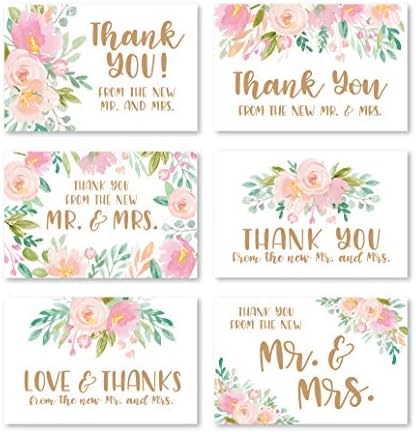 Hadley Designs 24 Pink Floral Wedding Thank You Cards