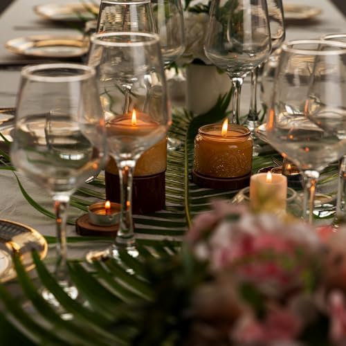 18-Pack Embossed Glass Candle Jars with Bamboo Lids and Labels Mandala Design