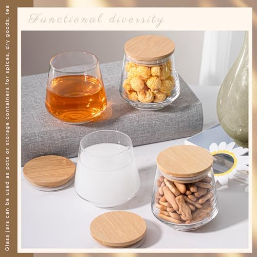 Ziliny 4 Pcs 10 Oz Glass Candle Jars with Bamboo Lids Kit