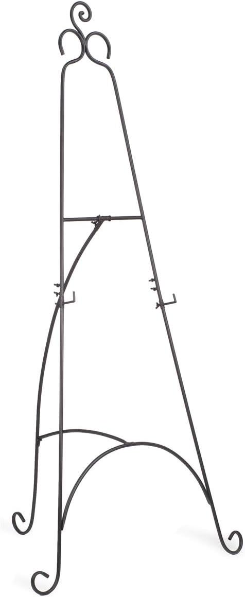 Floor Easel with Scroll Accents and Adjustable Hooks - Black