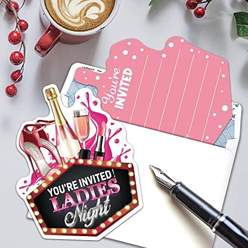 RZHV 15 Pack Pink High Heels Party Invitation Cards with Envelopes