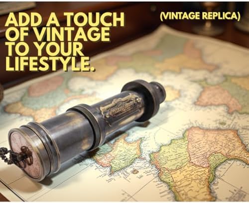 Antique Brass Pirate Spyglass Telescope with Leather Case