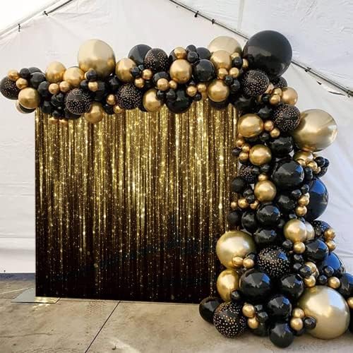 Black Gold Photo Backdrop for Birthday Parties 7x5ft
