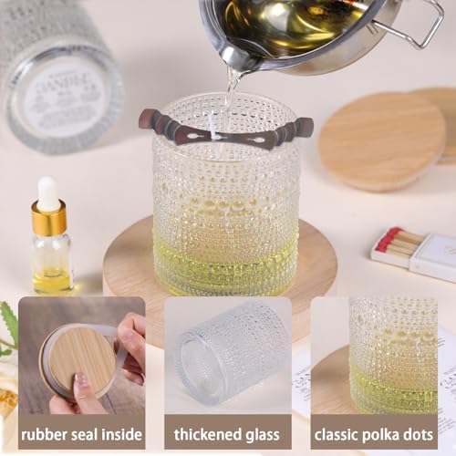DARJEN 8 Pack Clear Candle Jars with Bamboo Lids and Labels