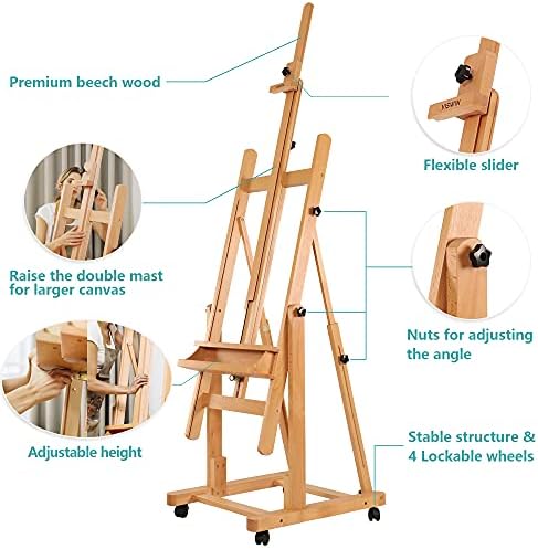 VISWIN Heavy Duty H Frame Easel with Storage and 4 Wheels