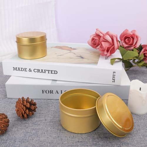 GENHAKON 48 Pack 4 Oz Golden Candle Tins
