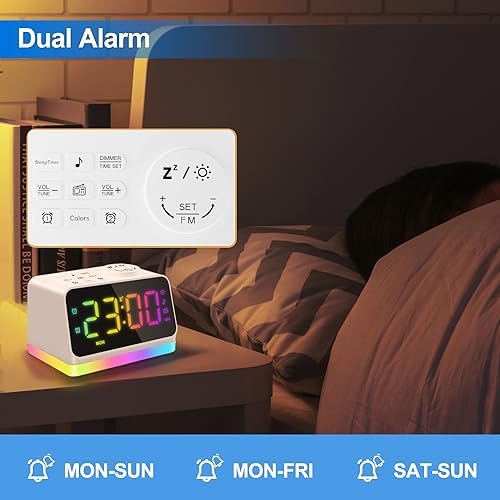 JALL Digital Alarm Clock with FM Radio and Night Light