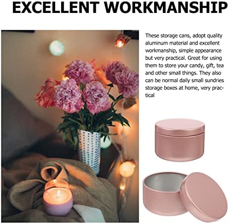 Beavorty 12pc Candle Jars with Lid Rose Gold Metal Containers