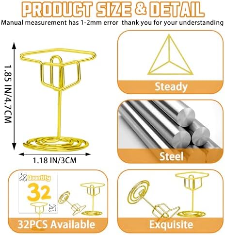 32PCS Gold Graduation Cap Table Number Holders