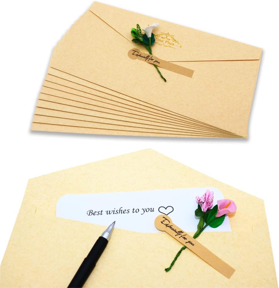Fancy Vintage Envelopes With Greeting Cards 10pcs