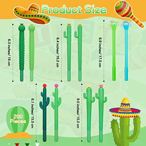 Tinlade 200 Pcs Cactus Shaped Gel Pens Set