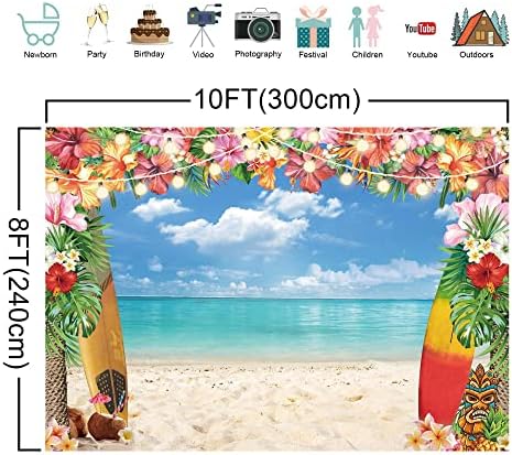 10x8ft Hawaiian Luau Beach Photography Backdrop