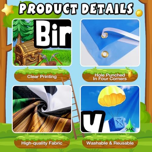 Happy Birthday Game Party Backdrop Banner