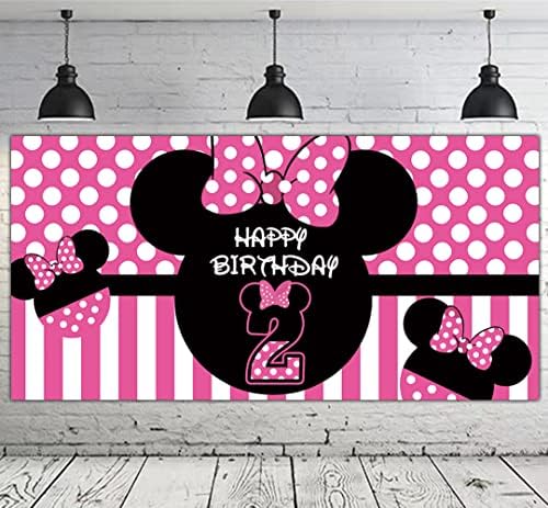Minnie 2nd Birthday Photo Backdrop - 66 x 33 ft