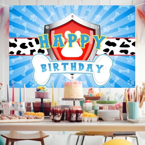 Maicaiffe Dog Paw Birthday Backdrop Banner - 6x4 ft