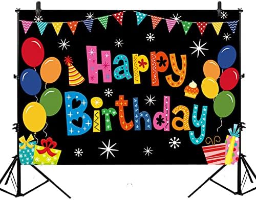 DIZHI Colorful Birthday Backdrop Banner 5x3ft