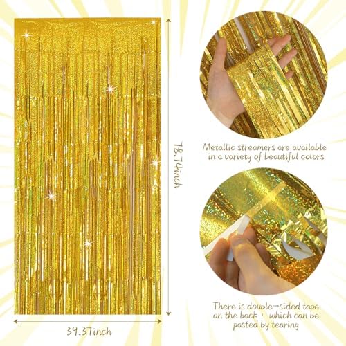 Tinsel Curtain Gold Birthday Decorations 2 Packs