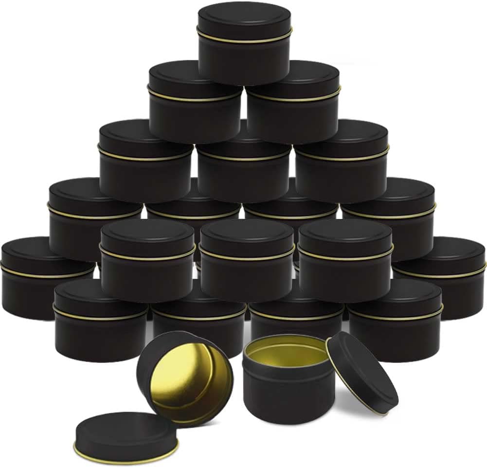 24 Pack Black Candle Tins for DIY Candle Making