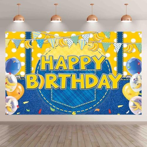 Yellow Jeans Cartoon Birthday Photo Background