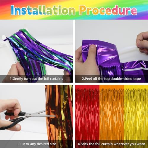 2 Pack Rainbow Backdrop Curtains for Party Decorations