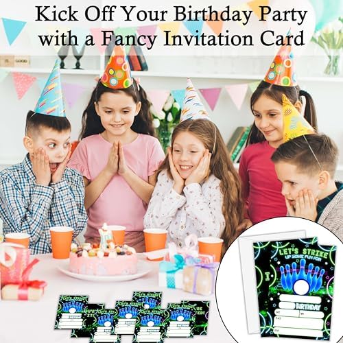 Neon Birthday Invitations for Boys with Envelopes H11