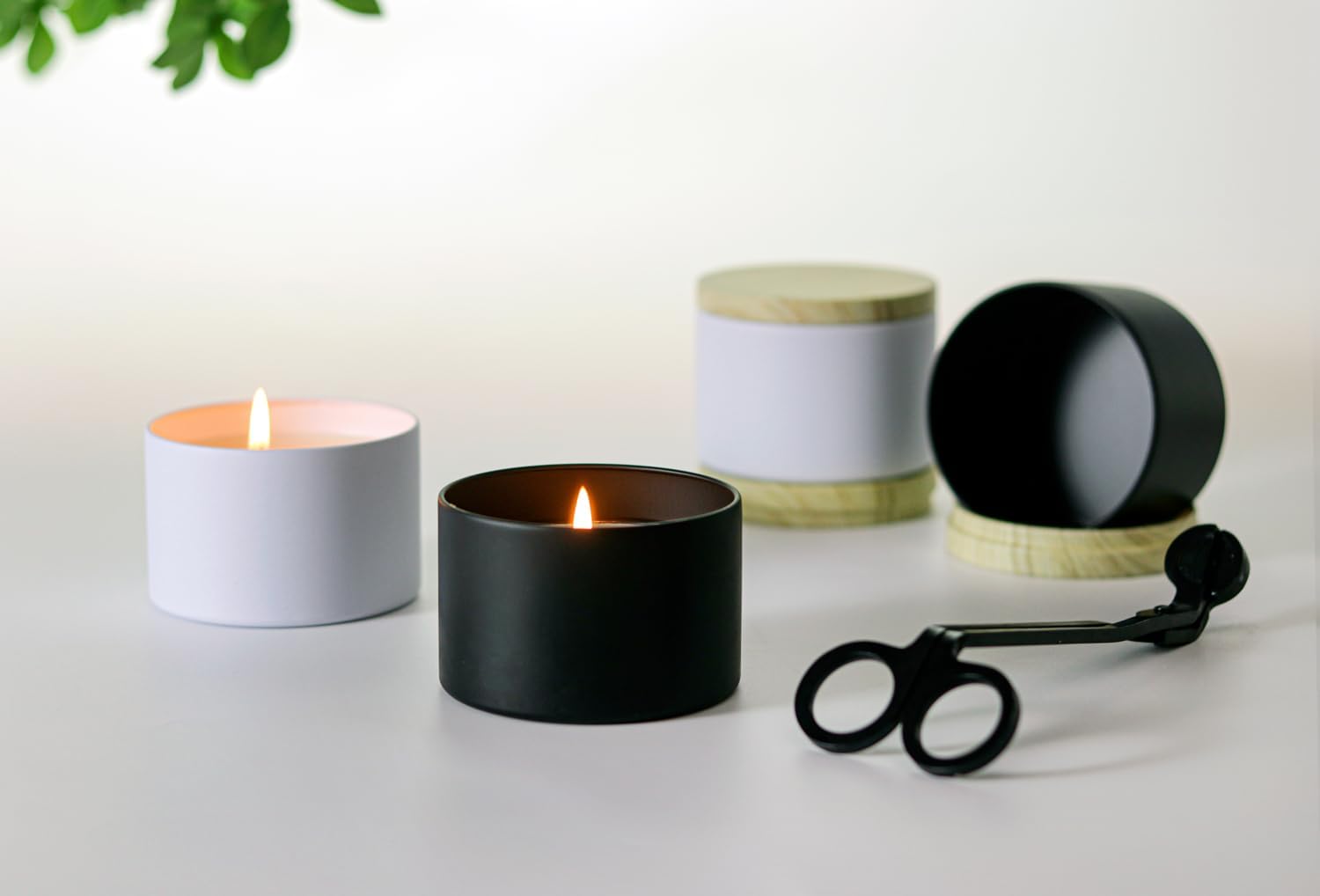 Aroparc 8oz Candle Tins 24 Pack with Wood Grain Lids