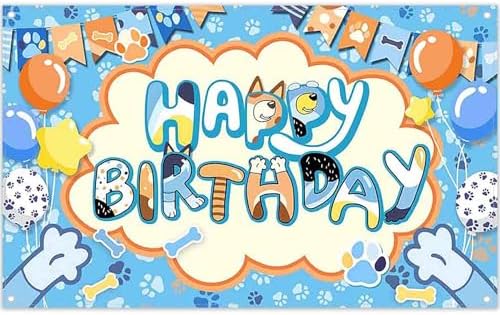 72x43 Inch Cartoon Blue Birthday Backdrop for Kids Photo Booth Props