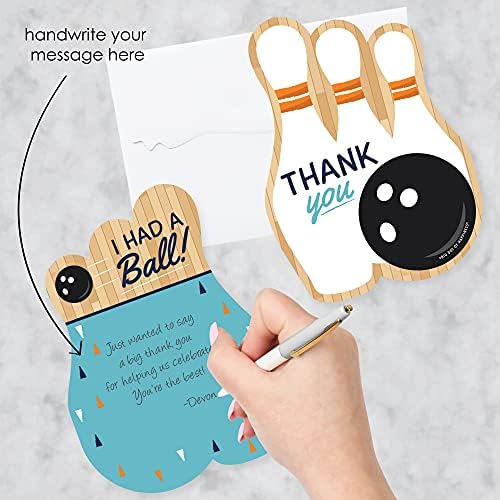 Big Dot of Happiness Bowling Shaped Thank You Cards Set of 12