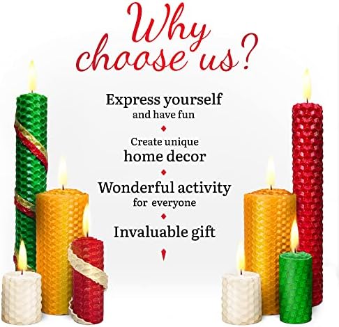 Christmas Candle Rolling Kit - DIY Beeswax Candle Making for All Ages