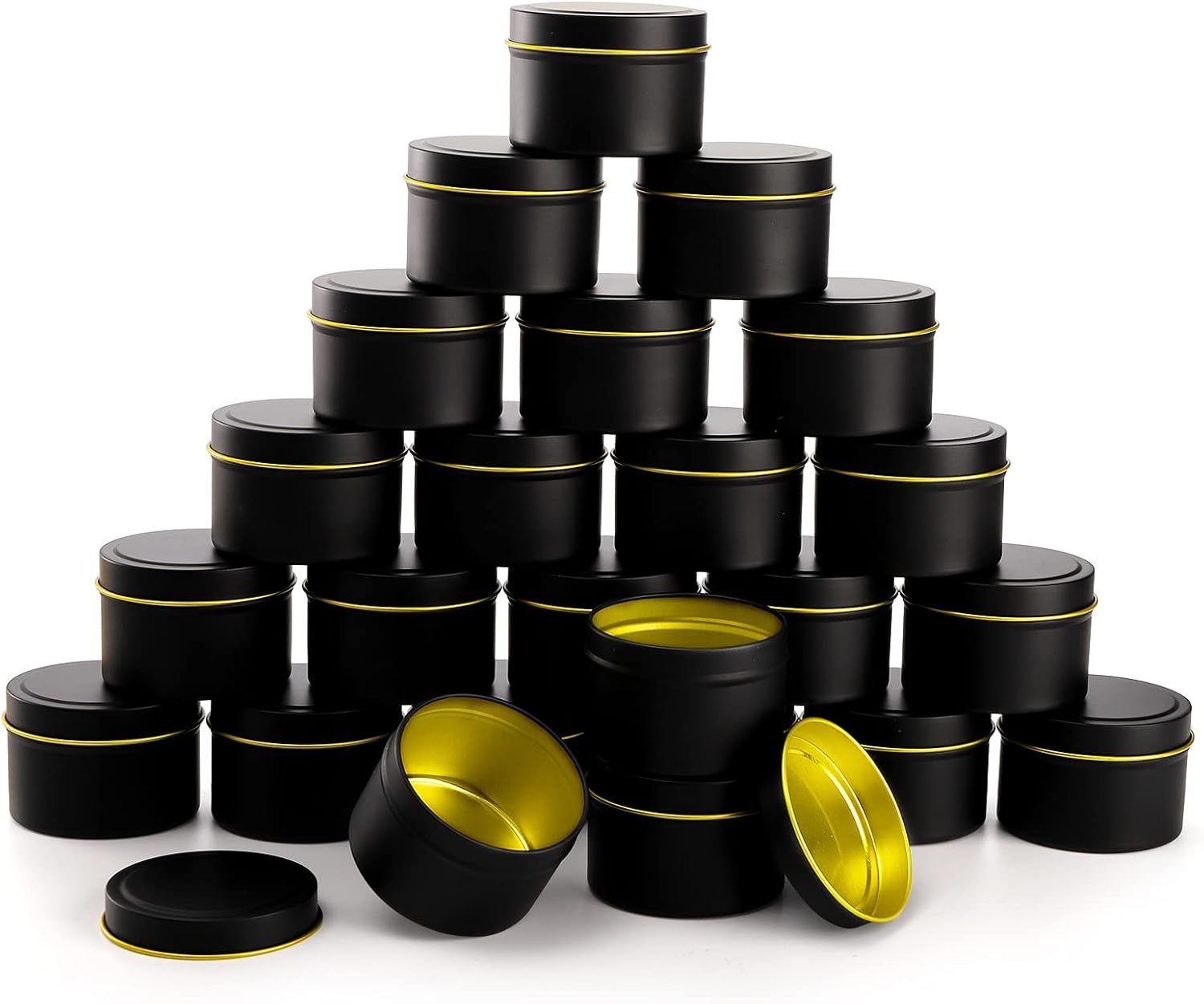 ZEAYEA 30 Pack 4oz Candle Tins with Lids Black