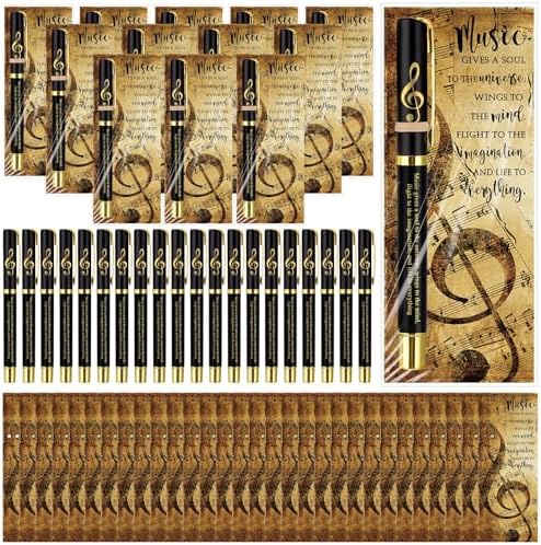 30 Piece Music-themed Pen and Bookmark Set