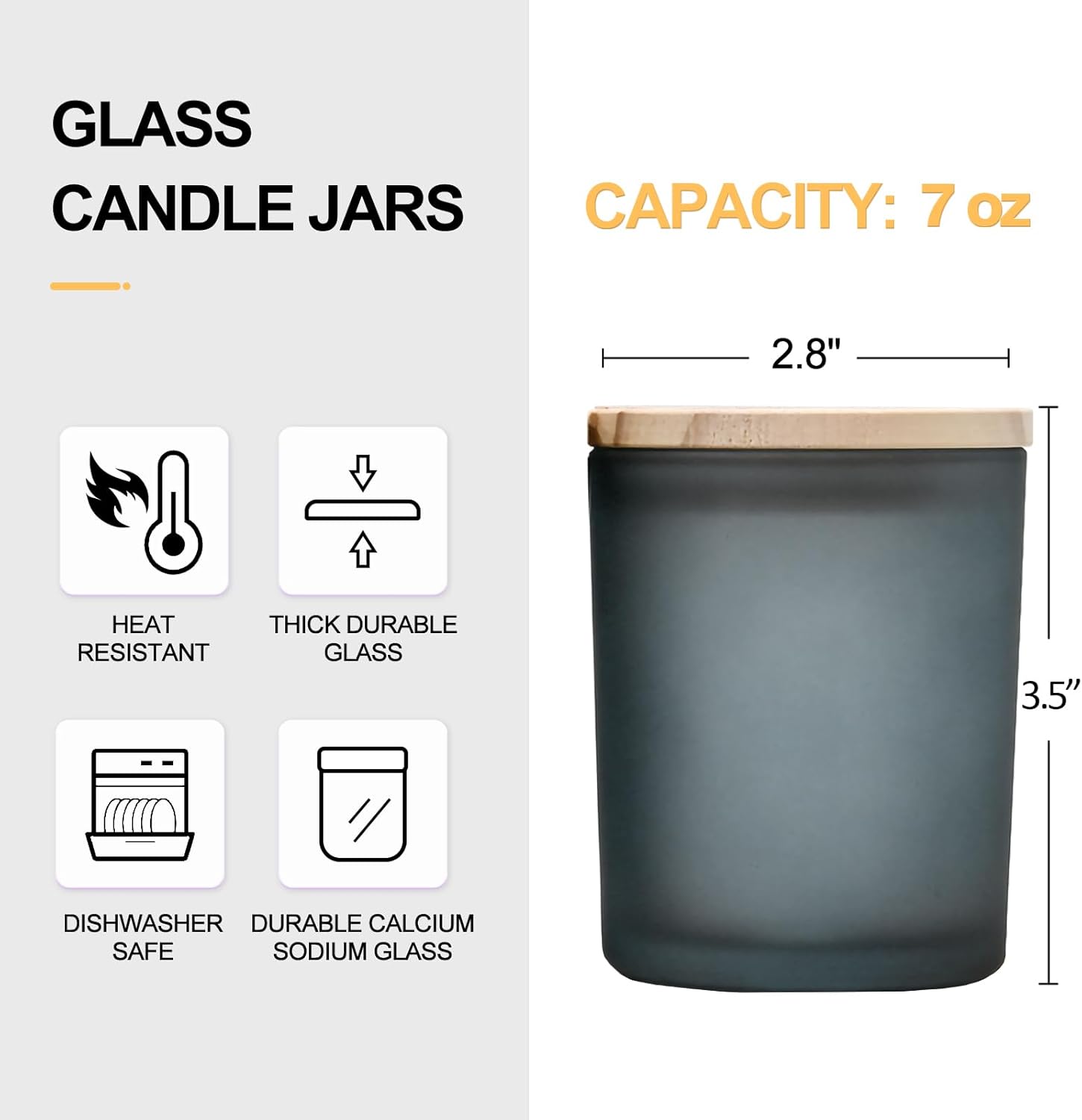 Showin Thick Candle Jars 16 Pcs with Wood Lids Frosted Gray