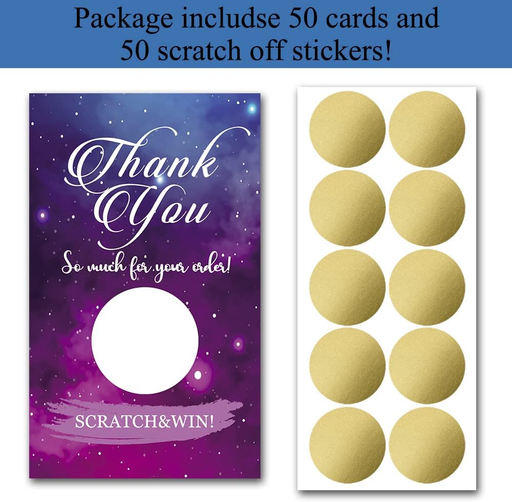 Haizct 50 Pack Thank You Scratch Off Cards for Events