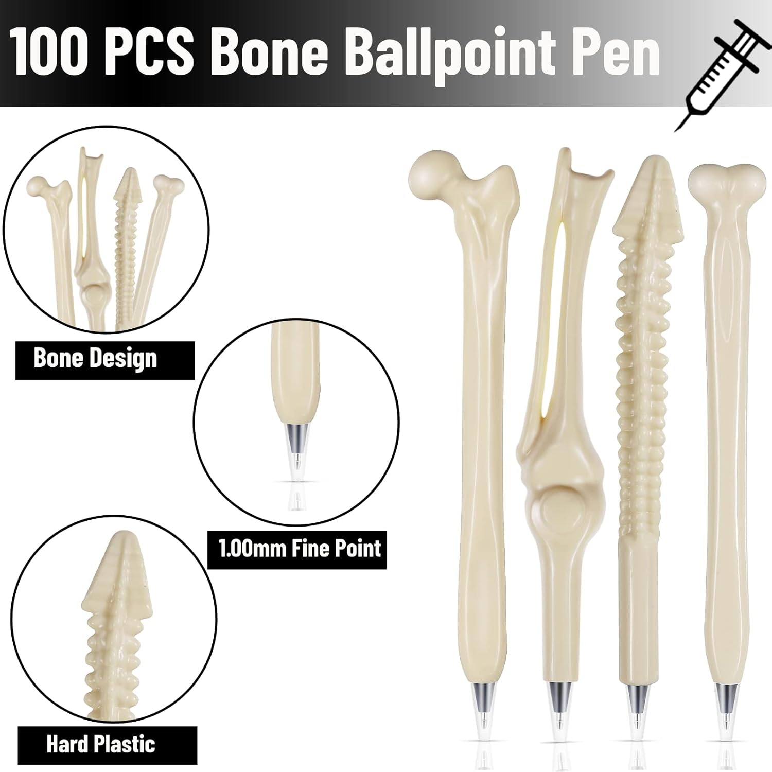 200 Pcs Bone Shaped Ballpoint Pens for Nurses