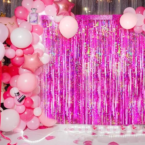 4-Pack Hot Pink Foil Fringe Backdrop