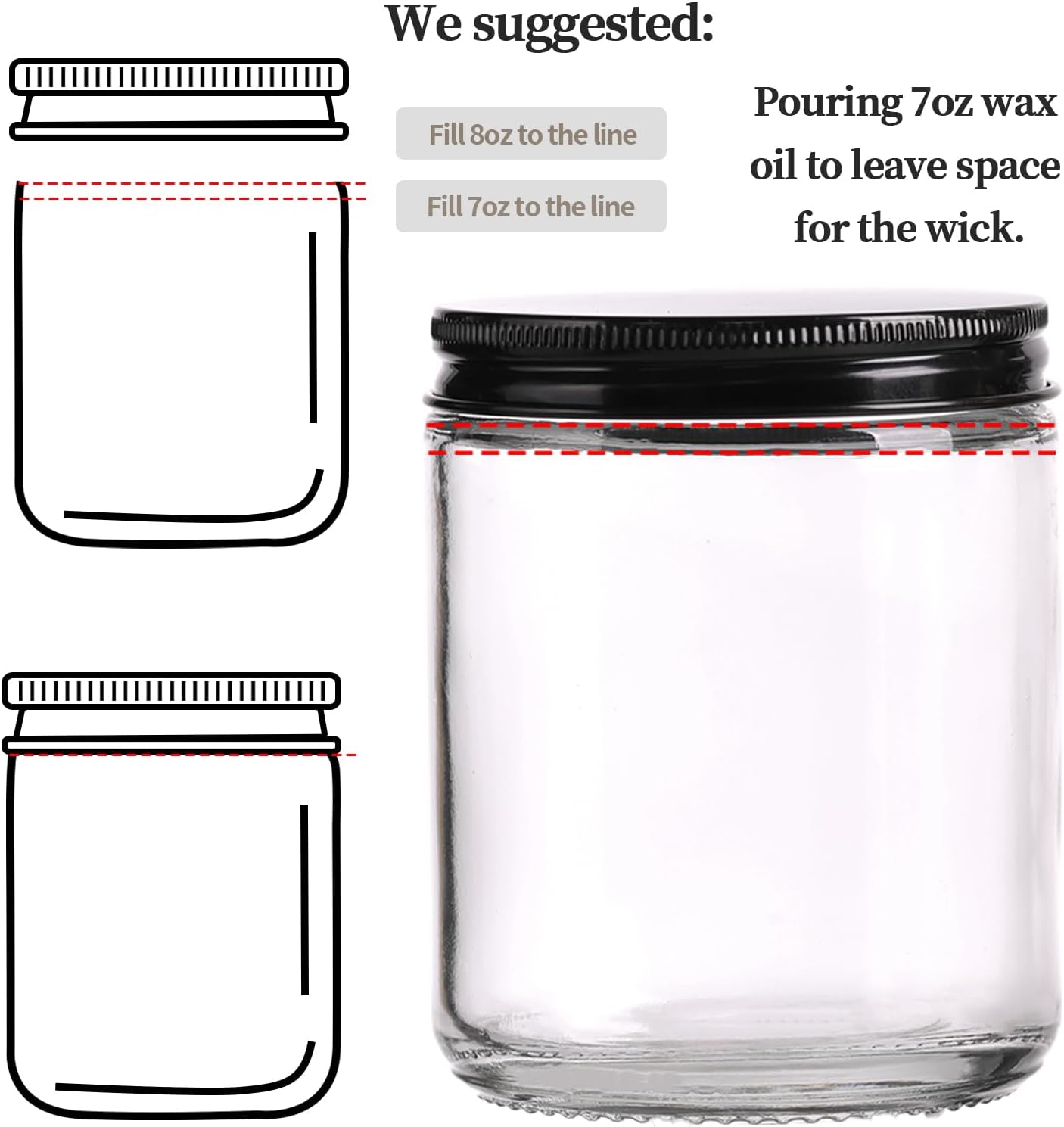 HAVITI 12-Piece Candle Jar Set with Lids and Wicks