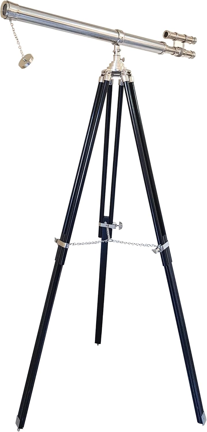 Decorative Double Barrel Marine Telescope with Black Tripod