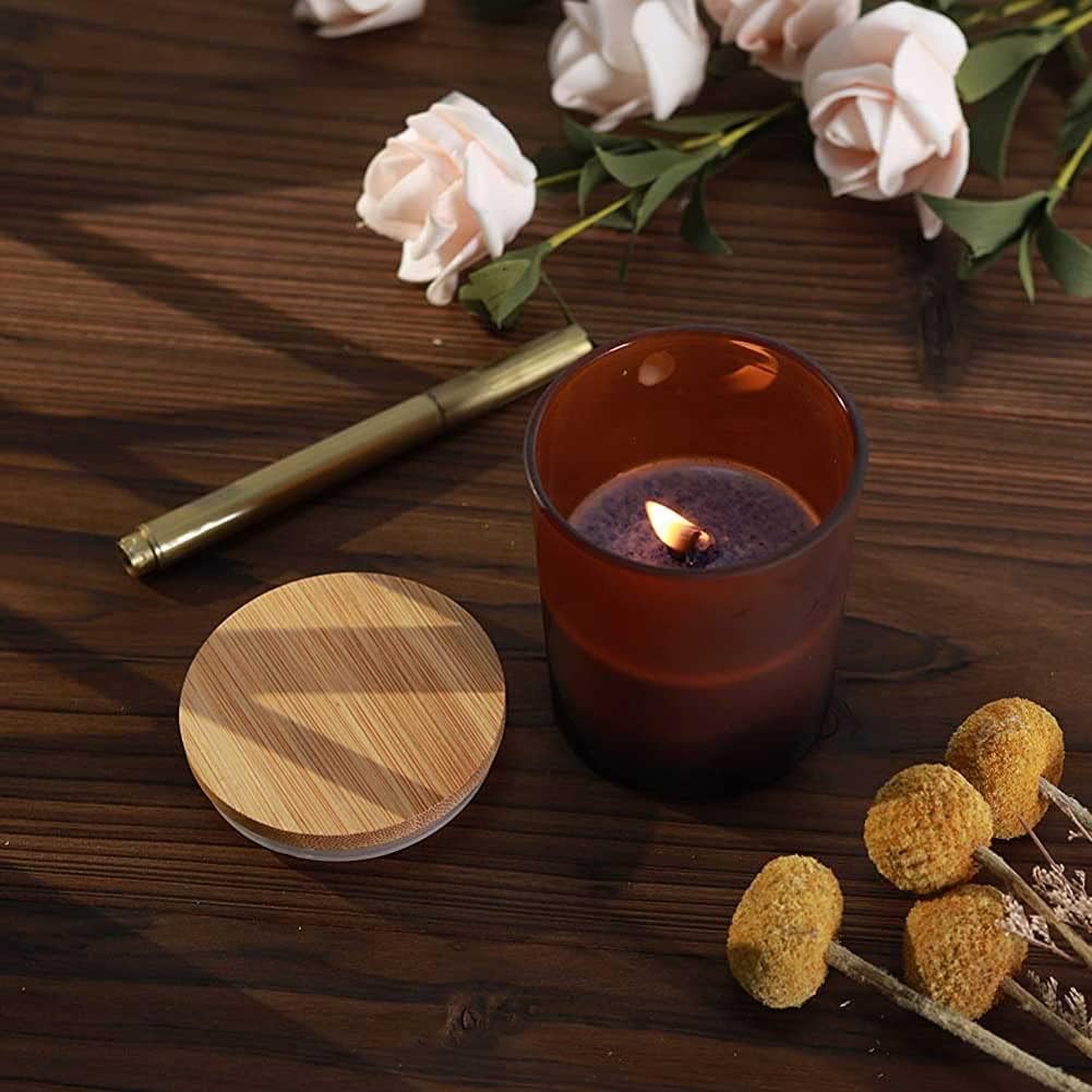 Teensery Matte Glass Jar with Bamboo Lid for Candle Making