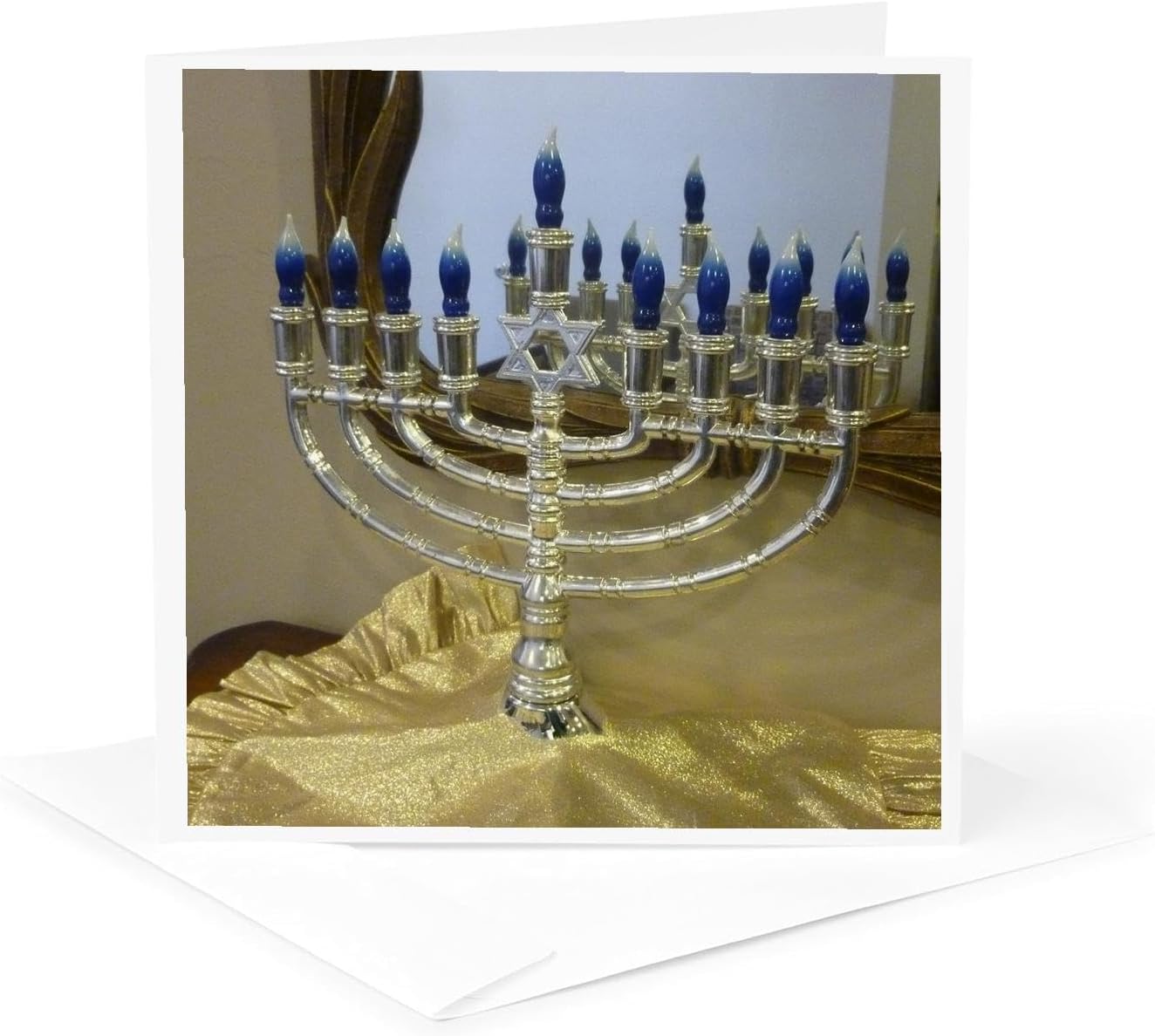 3dRose Menorah Doubled Greeting Cards Set of 6