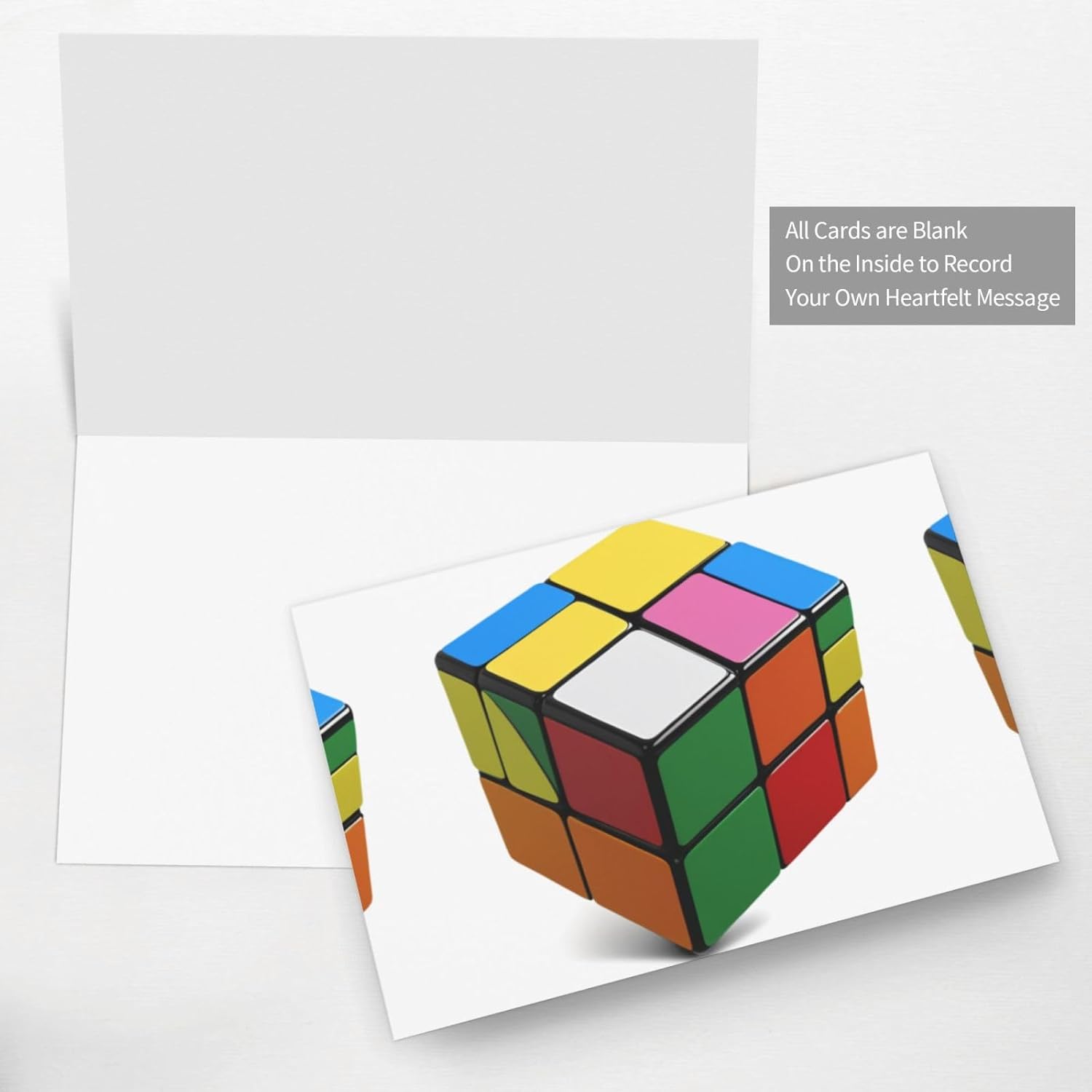 Gray Puzzle Rubiks Cube Pattern Greeting Card