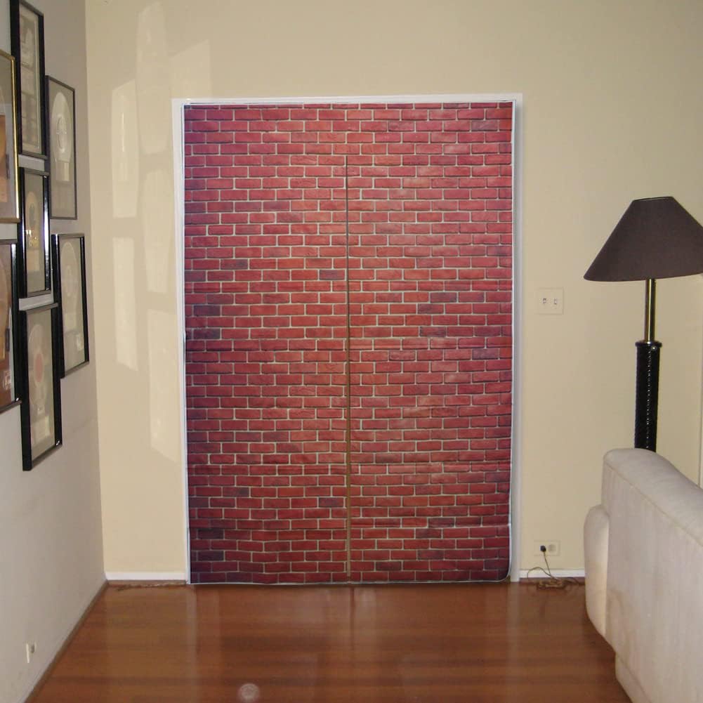 Red Brick Wall Party Backdrop with Door Numbers