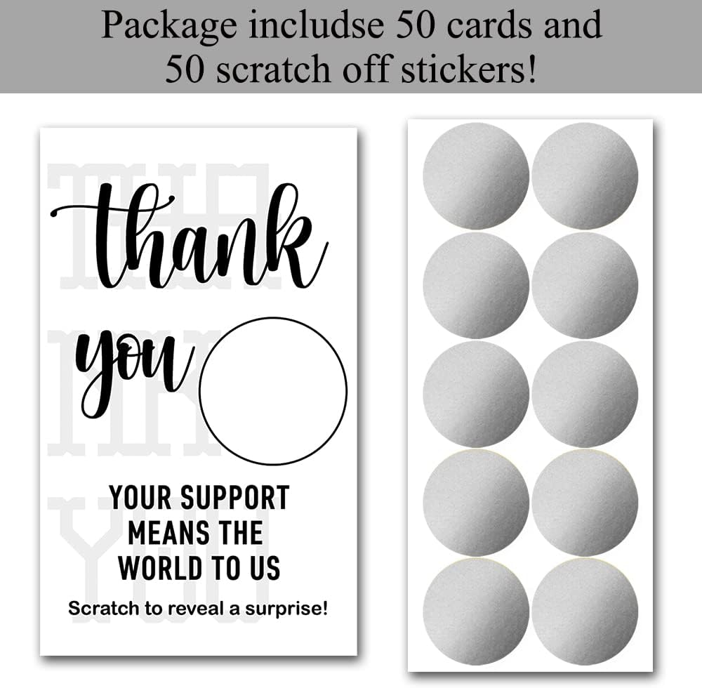 Haizct 50 Pack Thank You Scratch Off Cards for Events 1