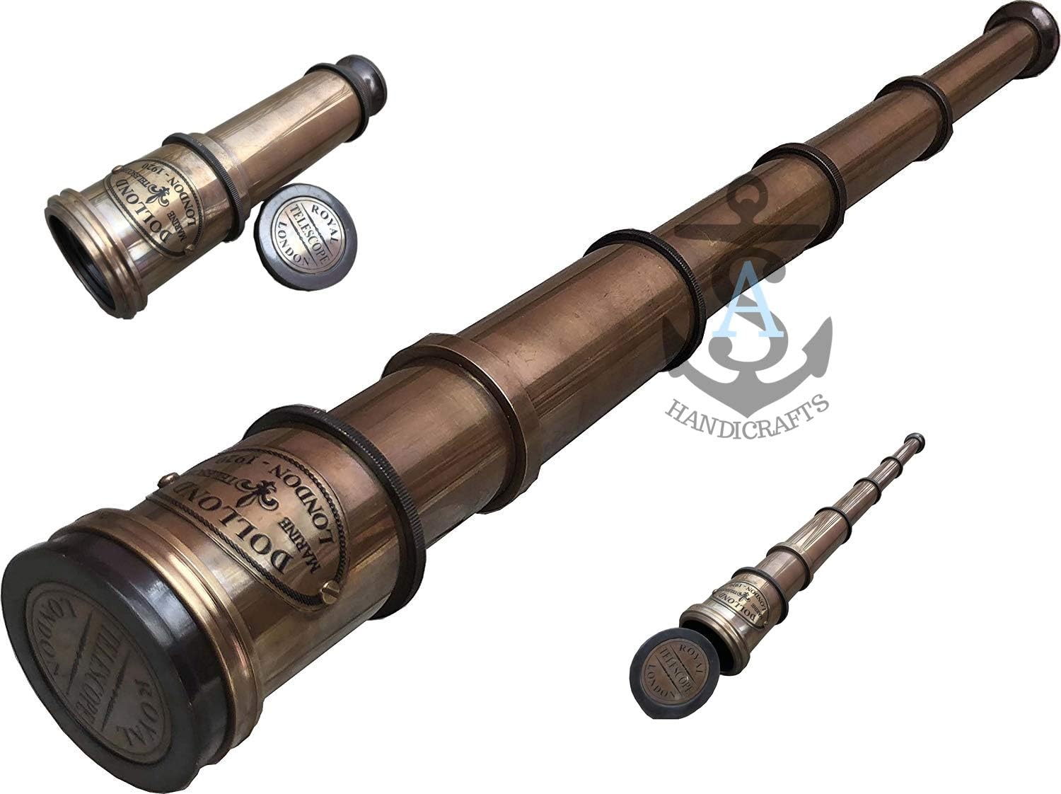 Antique Brass Nautical Spyglass Pirate Telescope 16 Inch Royal Navy Replica