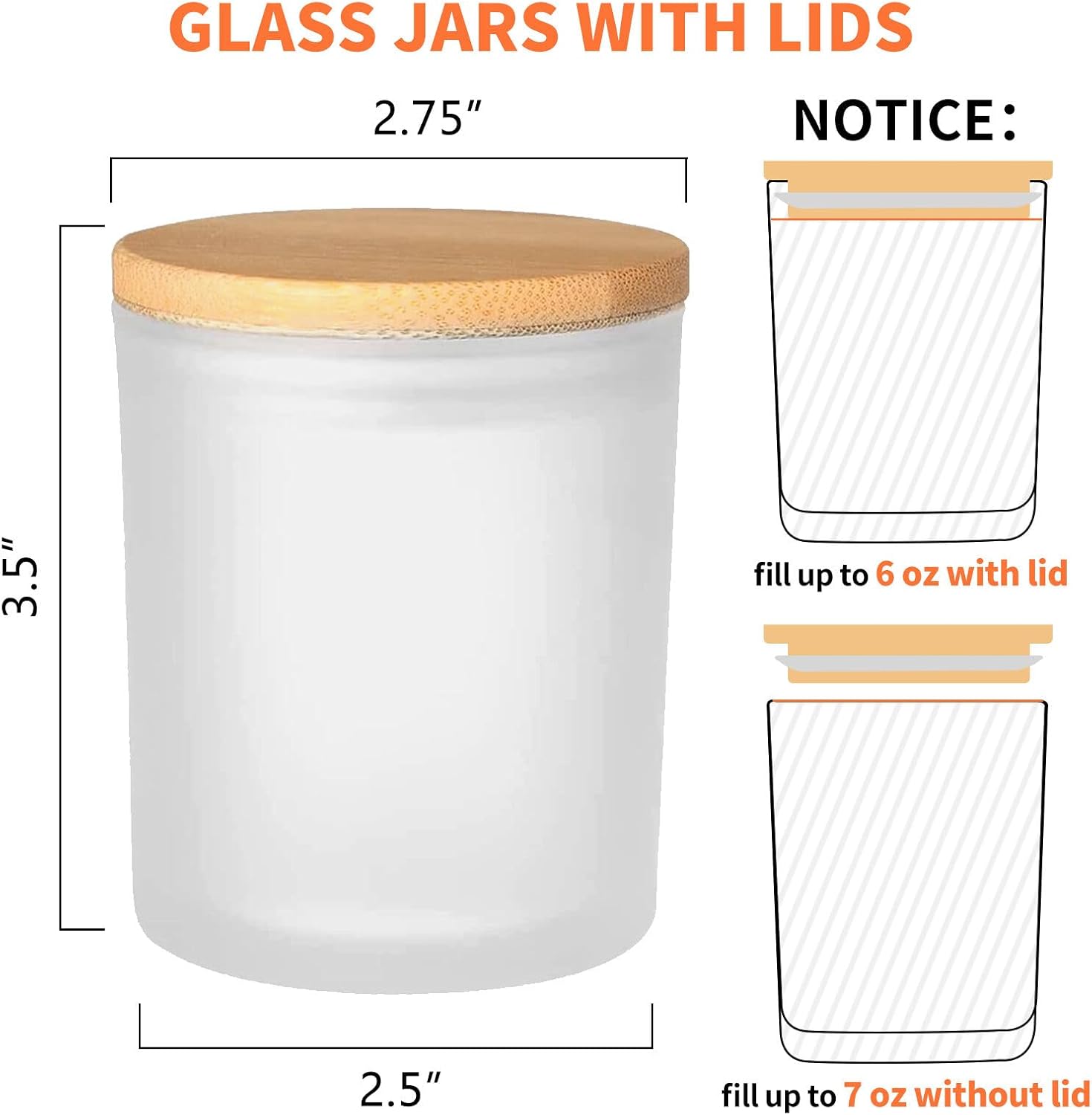 15 Pack Frosted Glass Candle Jars with Bamboo Lids and Labels
