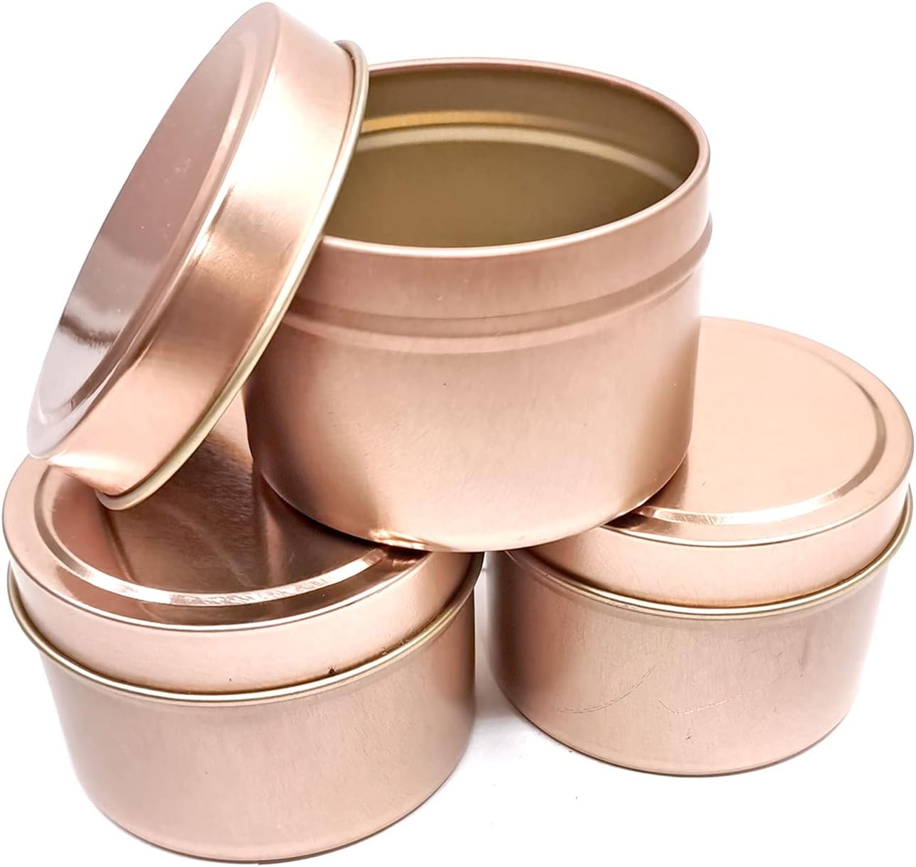 16 Pcs Light Rose Gold Candle Tins for DIY and Storage