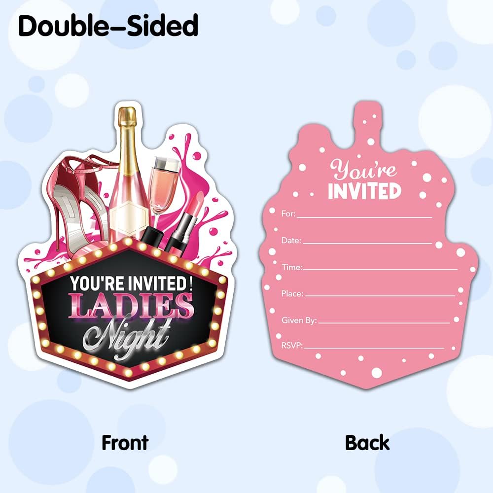 RZHV 15 Pack Pink High Heels Party Invitation Cards with Envelopes