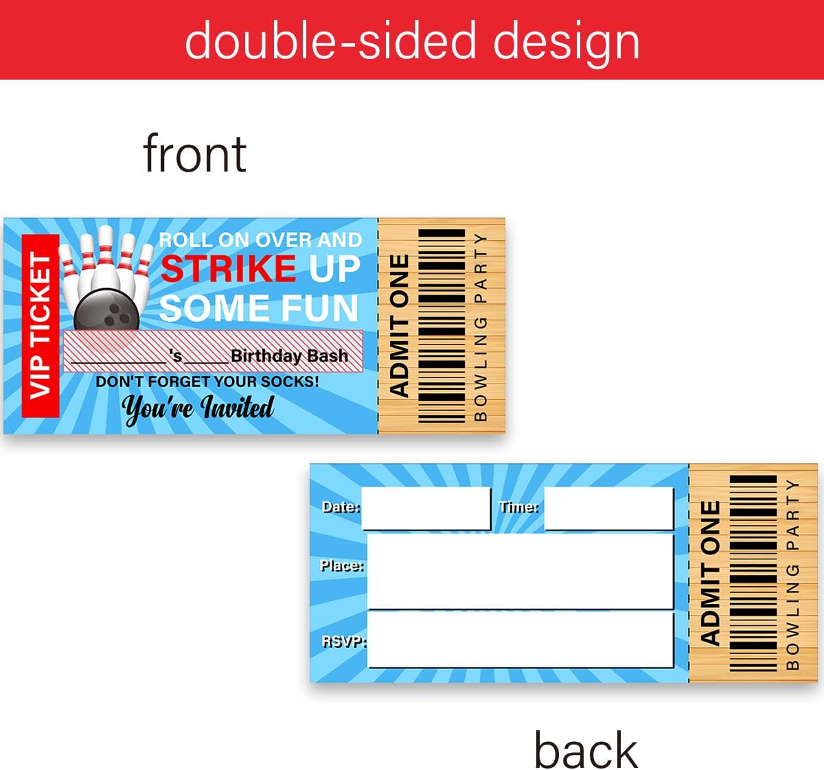 LyoGao 20 Piece Bowling Party Invitation Set with Envelopes