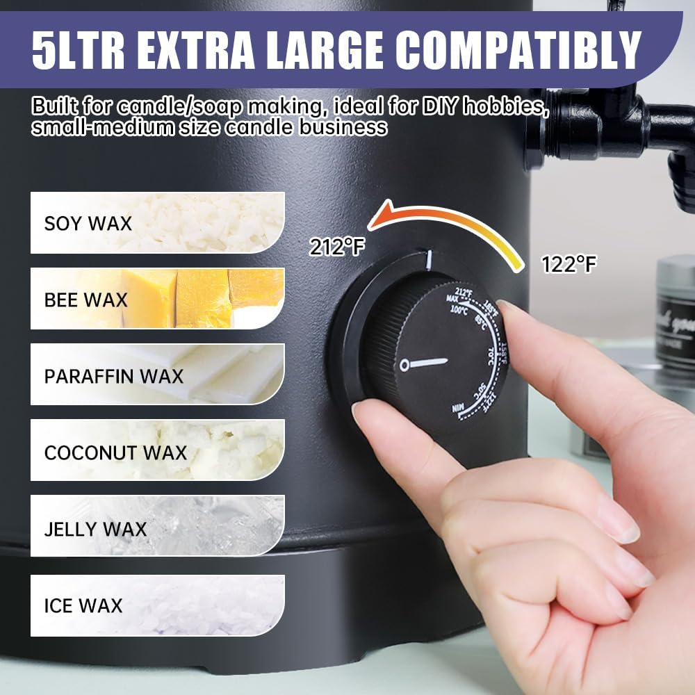 TOAUTO 10Lbs Candle Wax Melter with Pour Spout and Temperature Control